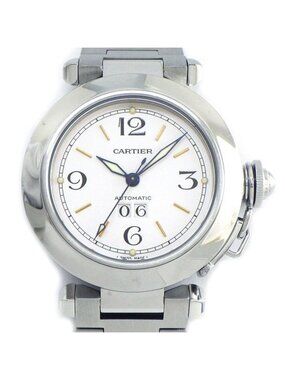 Cartier Watch Pasha C Big Date White Dial SS Automatic Winding
